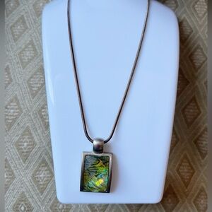 Vintage Kenneth Cole signed Iridescent Pendant with necklace